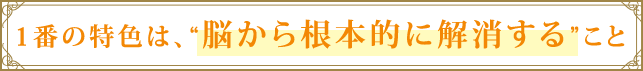 1番の特色は、“脳から根本的に解消する”こと